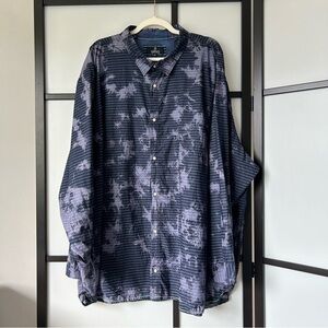 [5X] NWT Buffalo David Bitton Long Sleeve Dress Shirt Navy & Light Blue Print